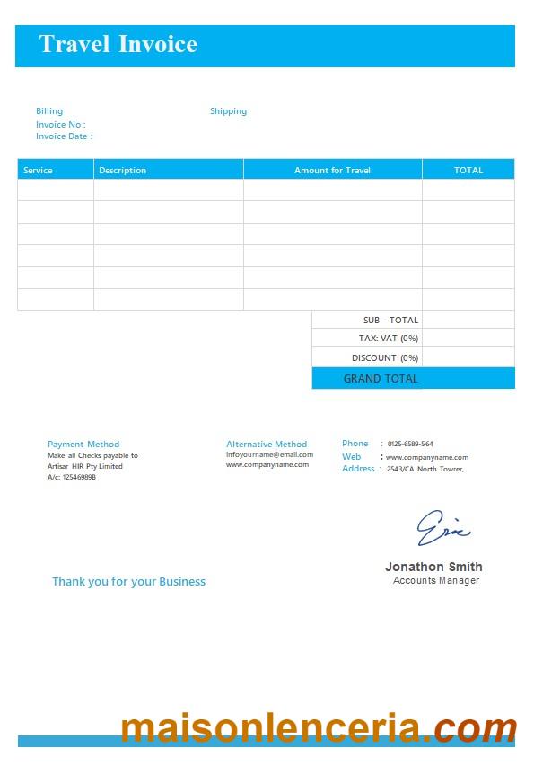 Darmowy szablon faktury podróży w formatach Word i PDF